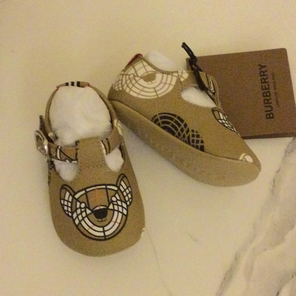 Burberry checked print bear cotton shoes